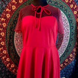 Size XXXXL Red Fit & Flare Dress w Pockets. No Name Brand. Never Worn.